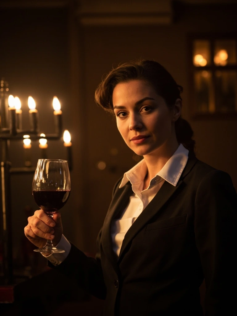 Sommelier Élise Vaugirard in the house cellar